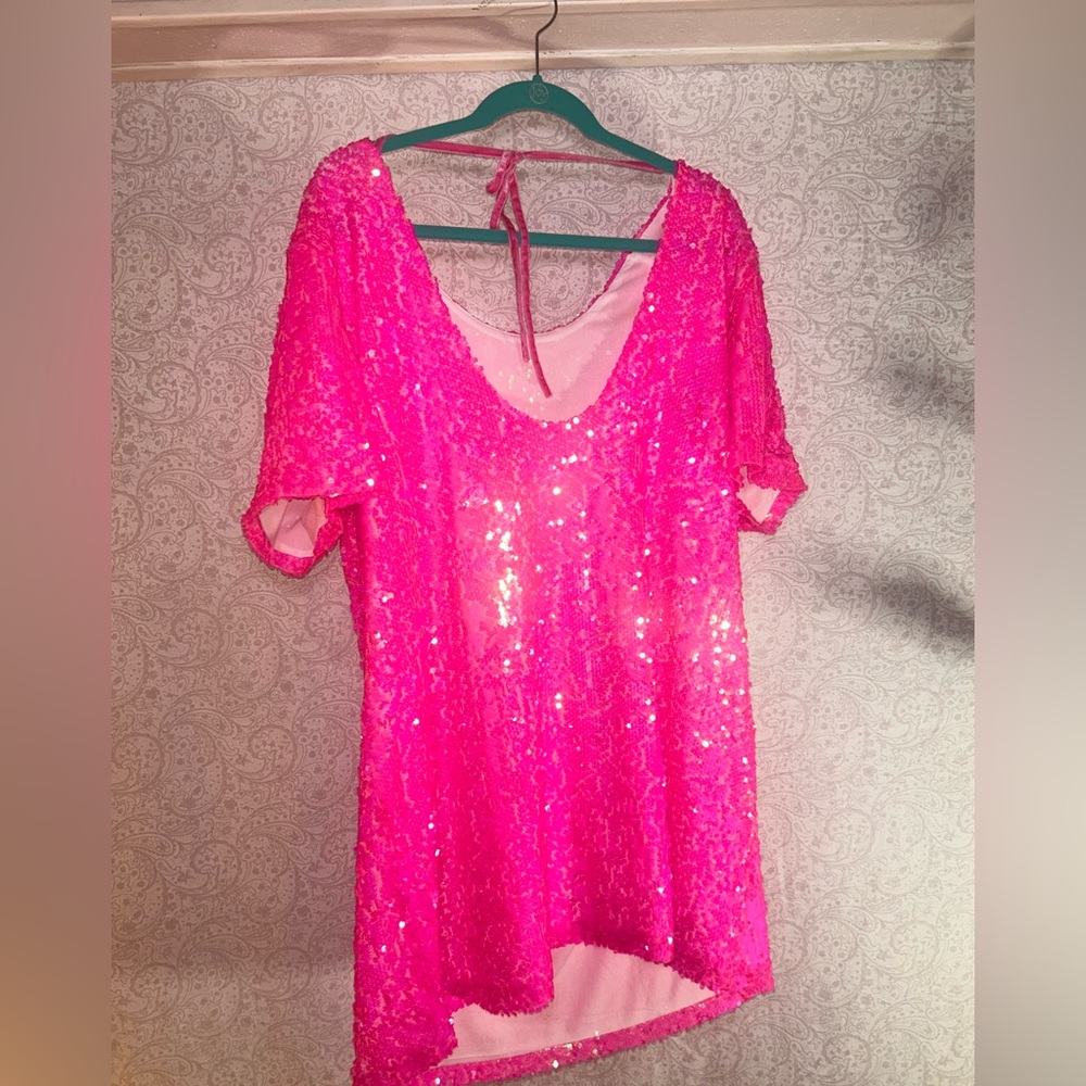 Glamorous Pink Sequin Midi Dress